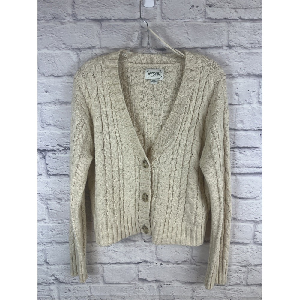 American Eagle Y2K Preppy Ivy League Cropped Cableknit Cardigan Size M Academia